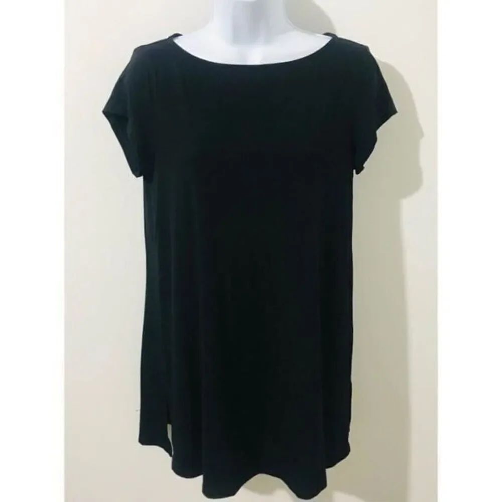 EILEEN FISHER black blouse short sleeve size S